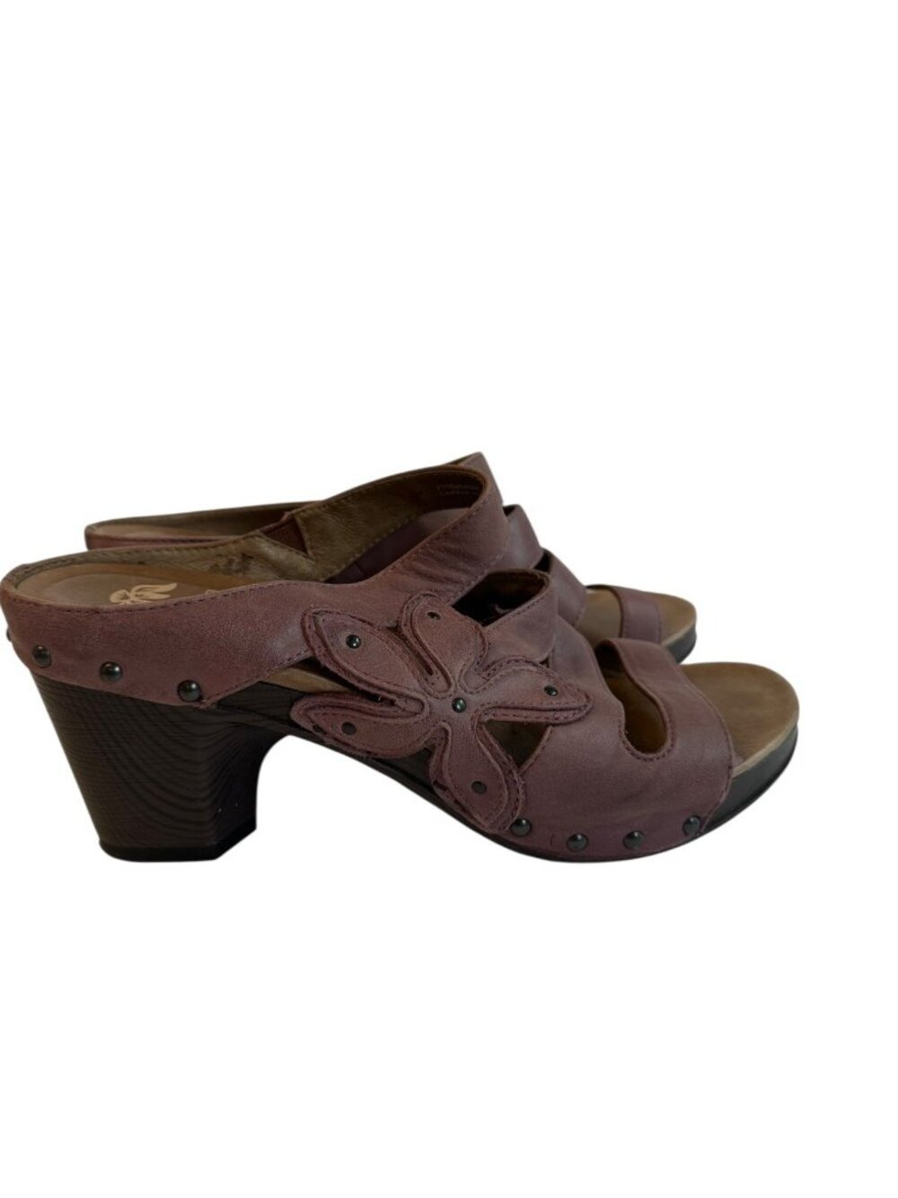 Dansko Nigella Leather Mule Sandals Floral Heels Purple EU40 Bohemian Comfort